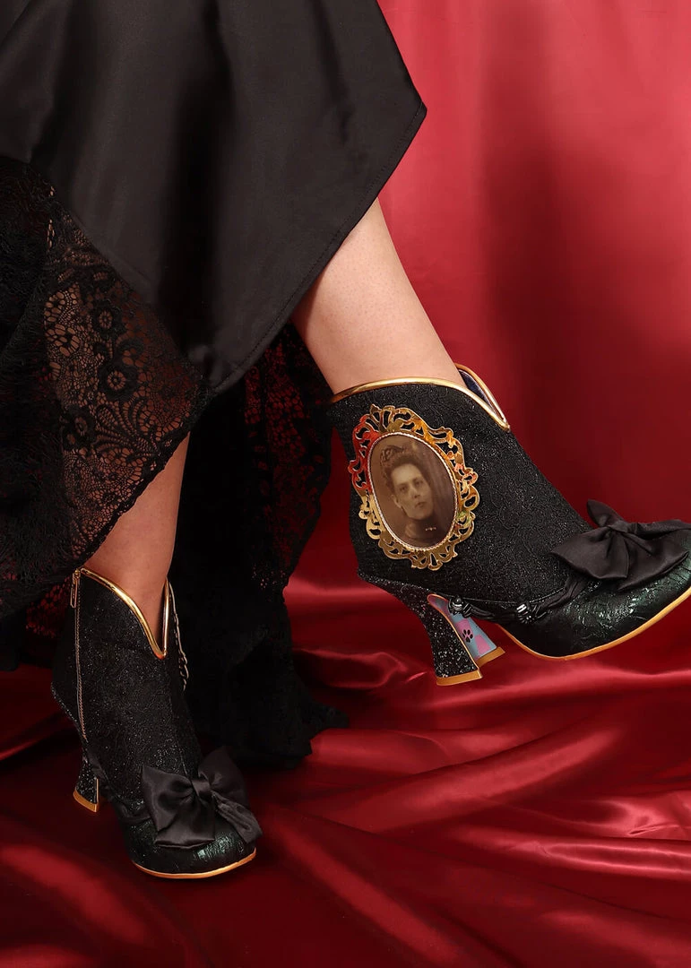 New In Irregular Choice Halloween Ghostly Waltz Boots Black