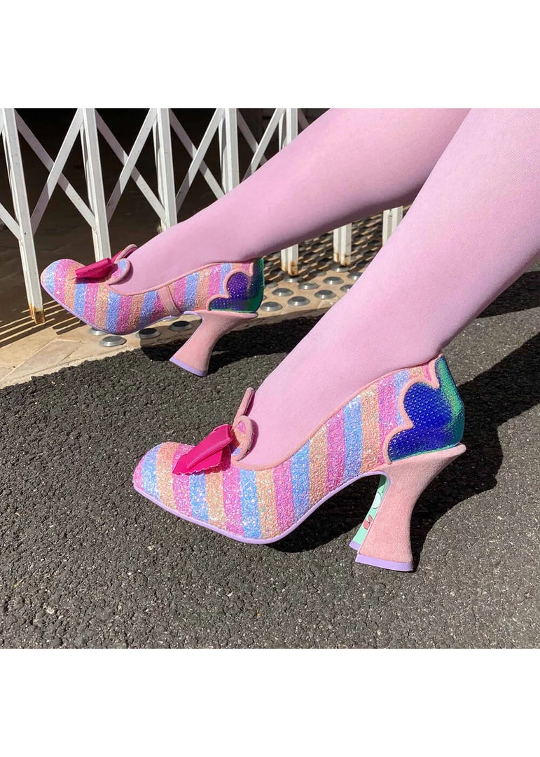 New In Irregular Choice Fleur De Lis 70's Pumps Pink