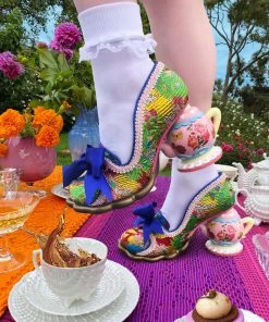 New In Irregular Choice Elevenses Teapot Pumps Blue
