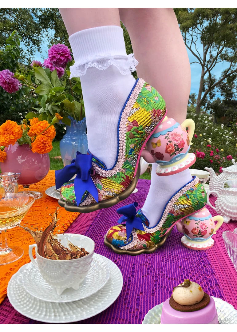 New In Irregular Choice Elevenses Teapot Pumps Blue