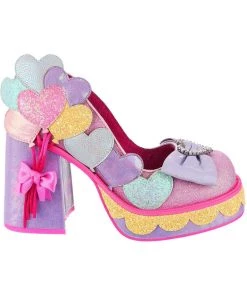 New In Irregular Choice Balloons And Cake 60's Platform Pumps Lilac