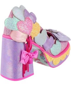 New In Irregular Choice Balloons And Cake 60's Platform Pumps Lilac