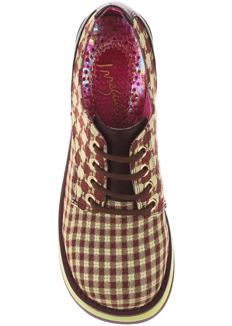 New In Irregular Choice Groovy Dancing 60's Platform Pumps Brown Green