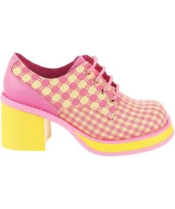 Irregular Choice Groovy Dancing 60's Platform Pumps Pink Yellow