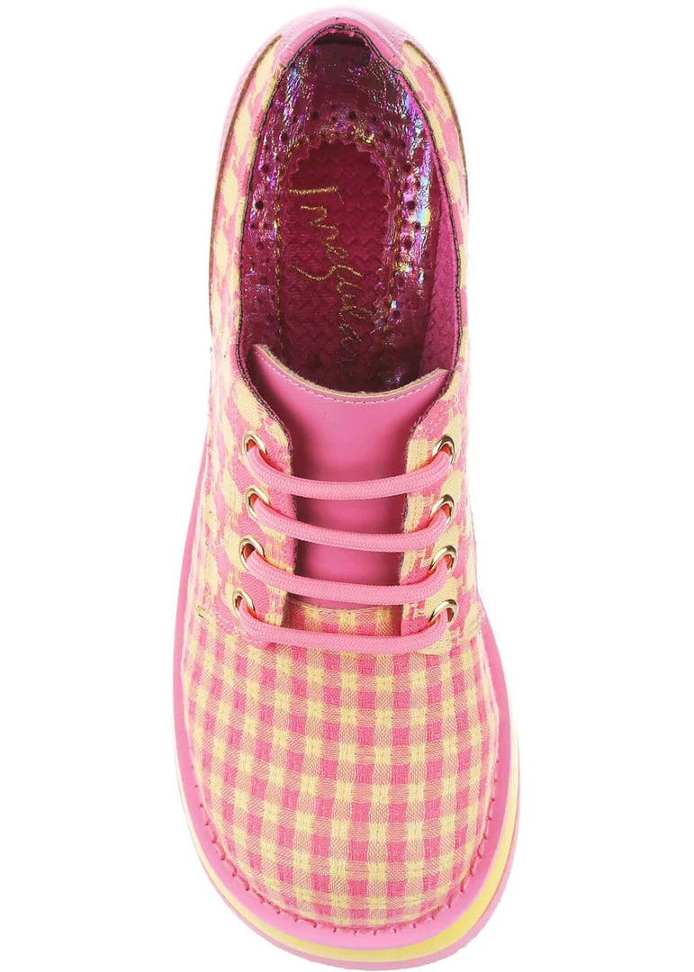 Irregular Choice Groovy Dancing 60's Platform Pumps Pink Yellow
