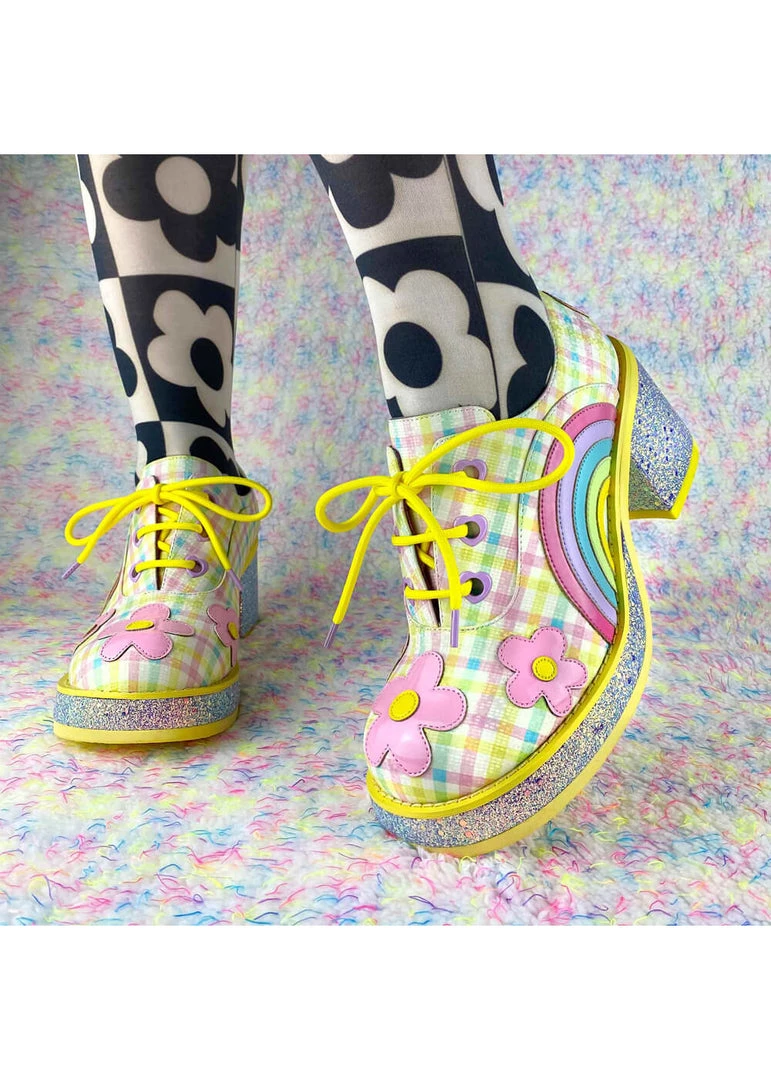 Irregular Choice Rainbows And Love 60's Platform Pumps Pastels