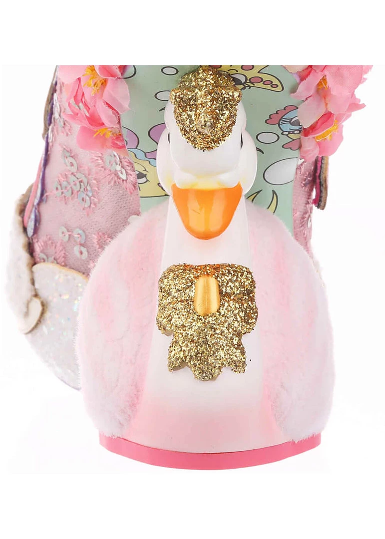 New In Irregular Choice Pedalo Date Swan Pumps Peach Pink