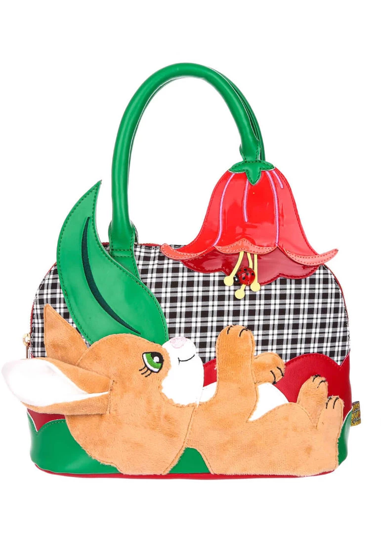 New In Irregular Choice Garden Unwind Bunny Bag Red Green