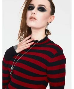 Jawbreaker Menace Stripe Sweater Red Black