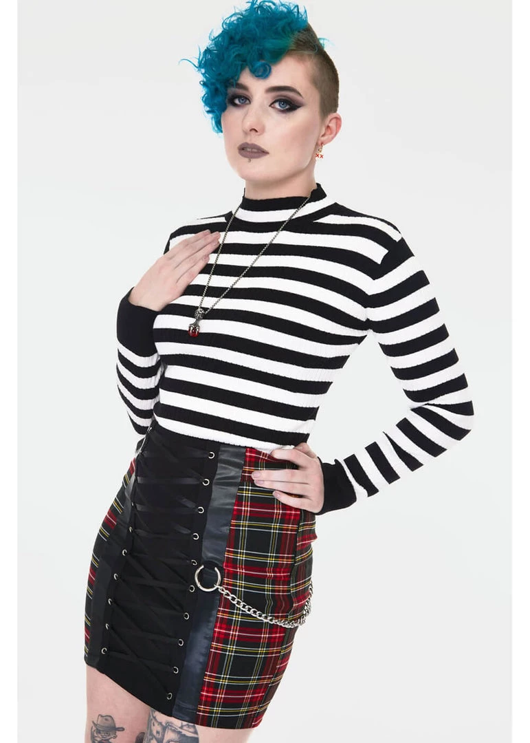 Jawbreaker Menace Stripe Sweater White Black