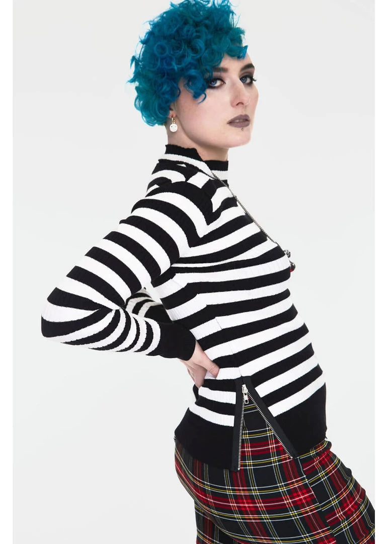 Jawbreaker Menace Stripe Sweater White Black