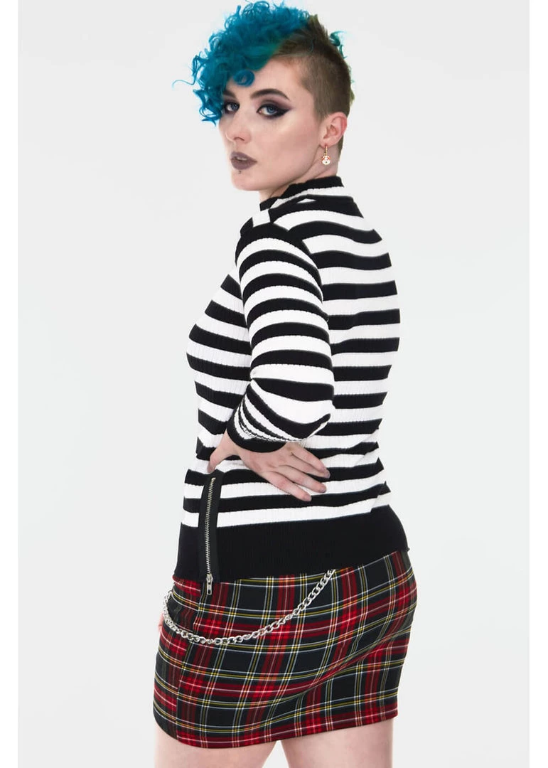Jawbreaker Menace Stripe Sweater White Black