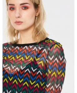 Jaw Breaker New In Jawbreaker Mix Tape Mesh 60's Top In Multi