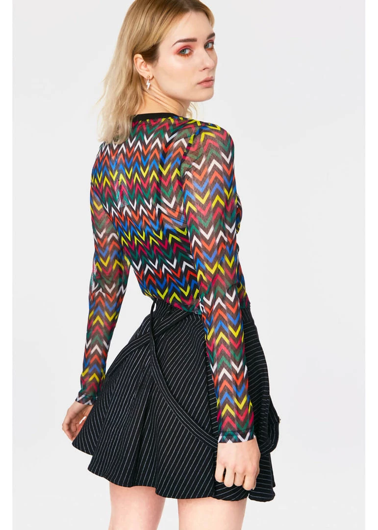 Jaw Breaker New In Jawbreaker Mix Tape Mesh 60's Top In Multi