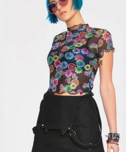 Jaw Breaker Jawbreaker Poison Ivy Mesh Top Black New In