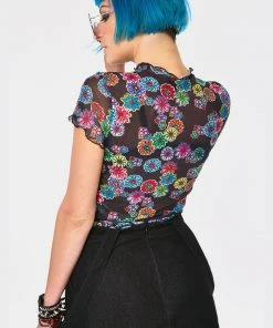 Jaw Breaker Jawbreaker Poison Ivy Mesh Top Black New In