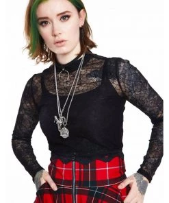 Jaw Breaker New In Jawbreaker Spiderweb Lace 80's Top Black