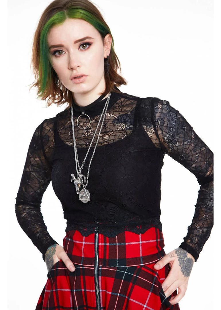 Jaw Breaker New In Jawbreaker Spiderweb Lace 80's Top Black