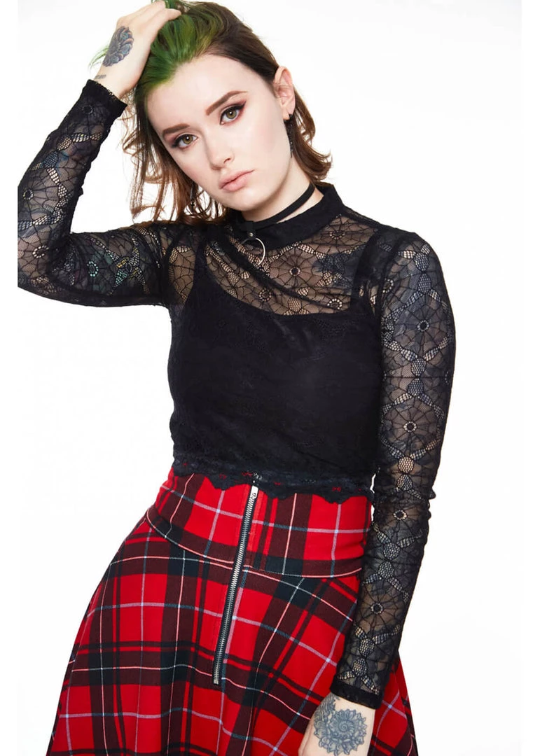 Jaw Breaker New In Jawbreaker Spiderweb Lace 80's Top Black