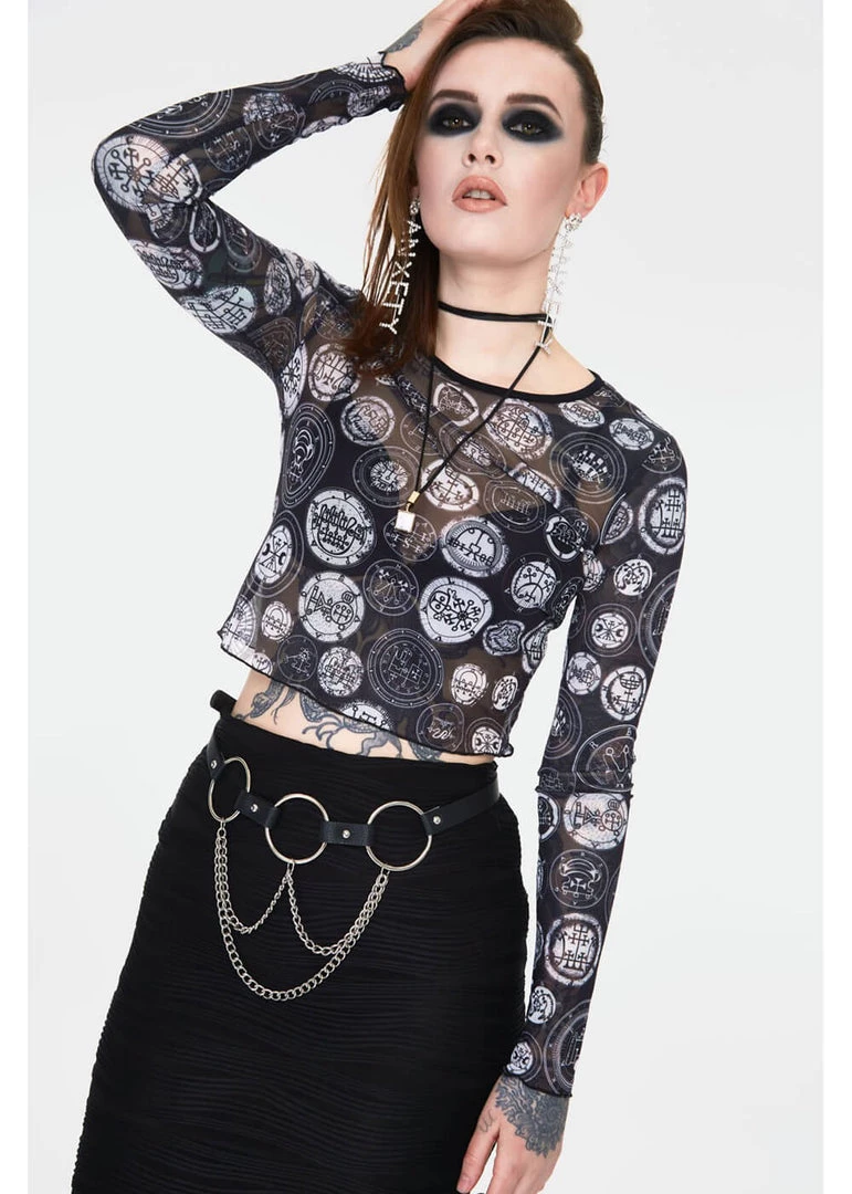 Jaw Breaker New In Jawbreaker Demon Sigil Mesh Top Black