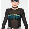 Jawbreaker Serpent Snake Mesh Top Black