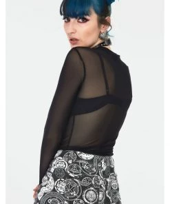 Jawbreaker Serpent Snake Mesh Top Black