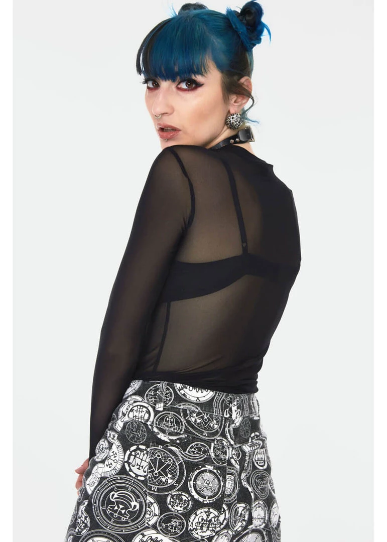 Jawbreaker Serpent Snake Mesh Top Black