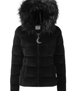 New In Killstar Lisa Luna Velvet Padded Jacket Black