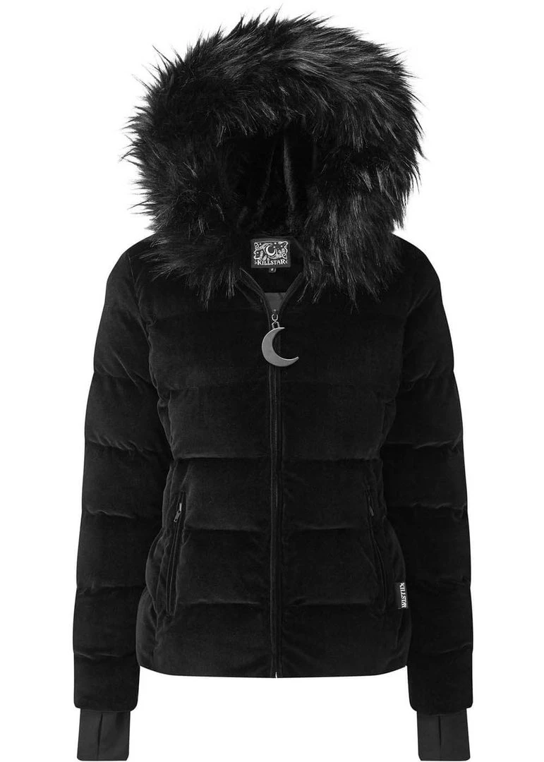 New In Killstar Lisa Luna Velvet Padded Jacket Black