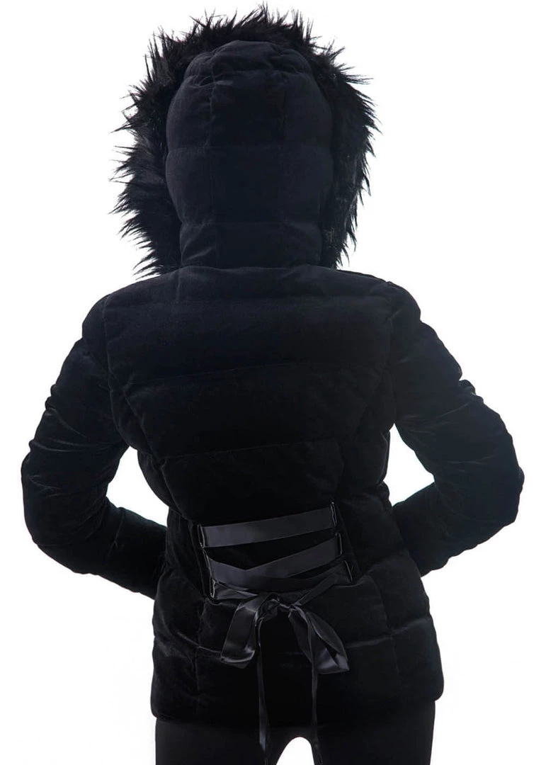 New In Killstar Lisa Luna Velvet Padded Jacket Black