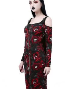 Killstar Sinner Midi Pencil Dress Black