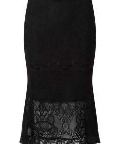 New In Killstar Elora Lace 40's Fishtail Pencil Skirt Black
