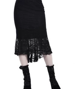 New In Killstar Elora Lace 40's Fishtail Pencil Skirt Black