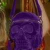 Killstar Grave Digger Velvet Skull Bag Plum