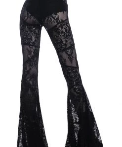 Killstar Sarita Lace Bell Bottoms Trousers Black
