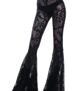 Killstar Sarita Lace Bell Bottoms Trousers Black