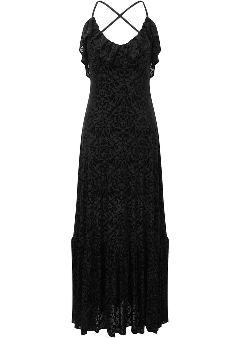 Killstar Eloise Burnout Velvet Maxi Dress Black New In