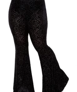 Killstar Velora Burnout Velvet Bell Bottoms Trousers Black New In