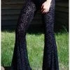 Killstar Velora Burnout Velvet Bell Bottoms Trousers Black New In