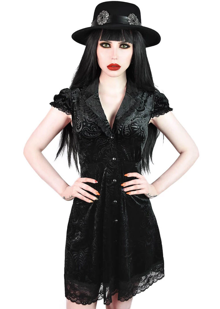 New In Killstar Marceline Velvet 60's Dress Black