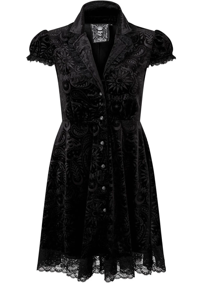 New In Killstar Marceline Velvet 60's Dress Black