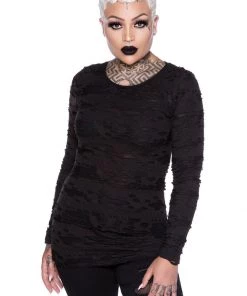 Killstar Night Shadows Distressed Top Black New In