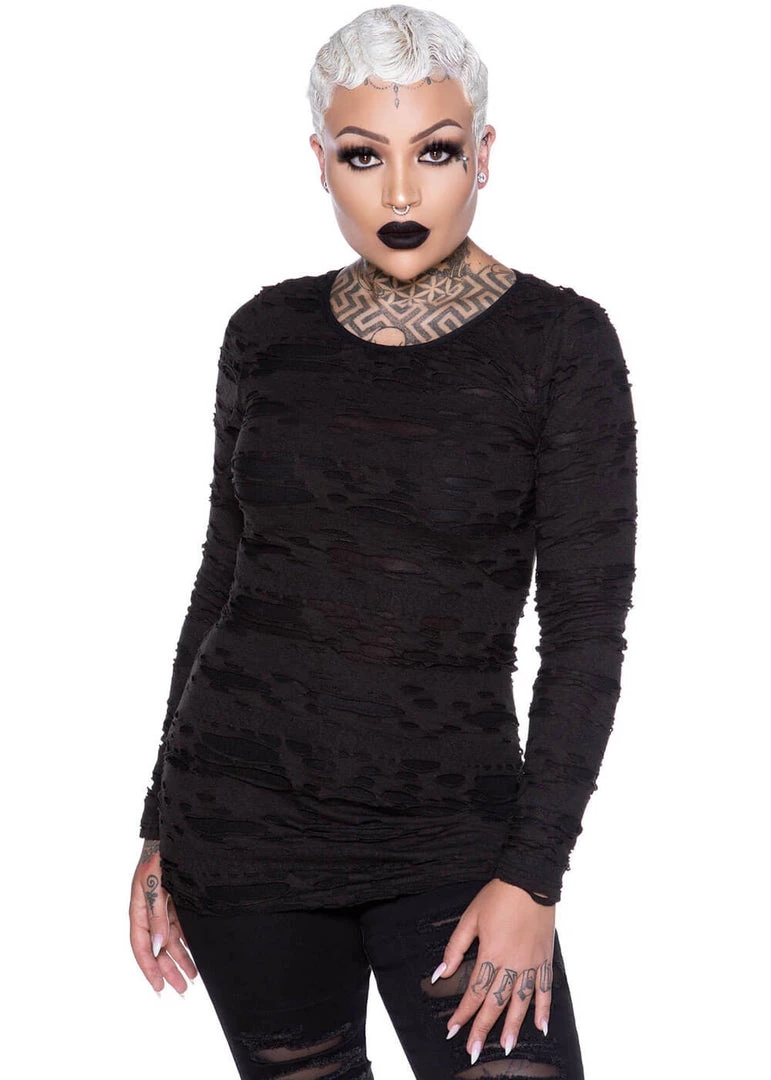 Killstar Night Shadows Distressed Top Black New In