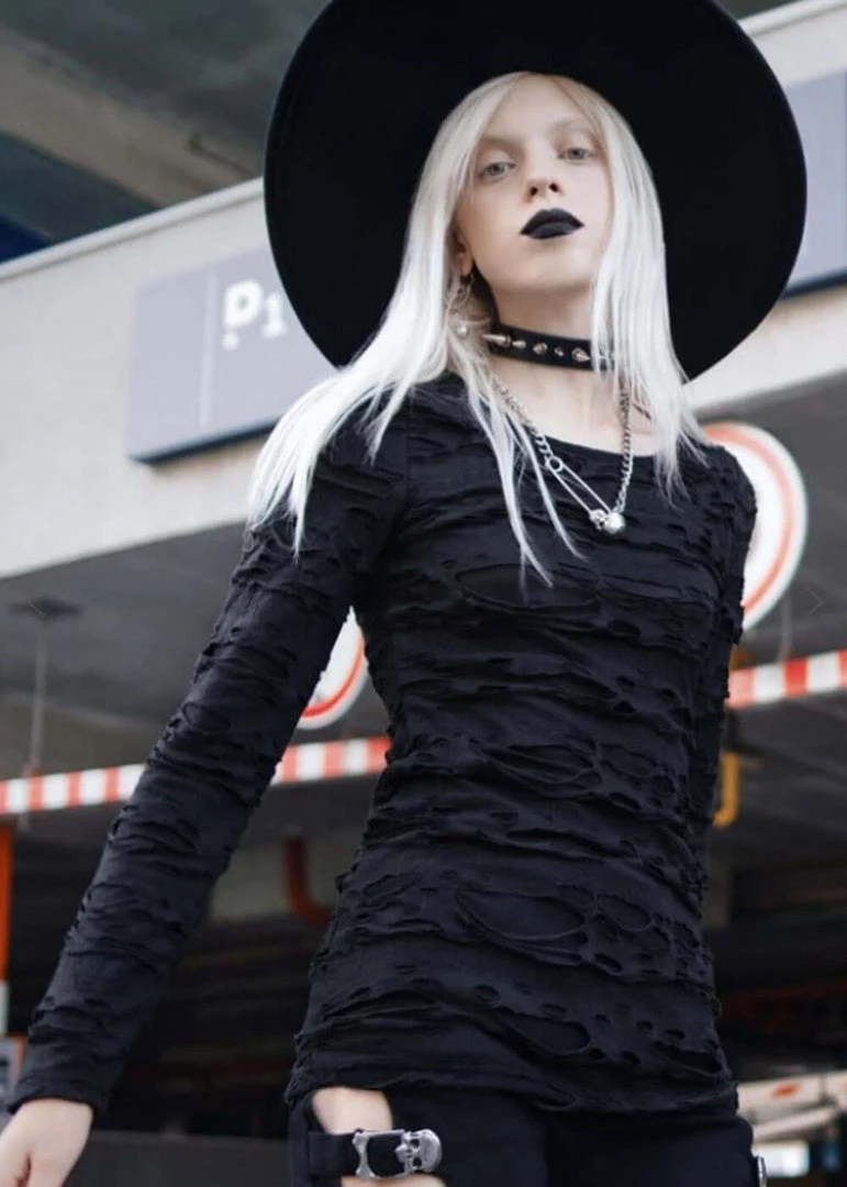 Killstar Night Shadows Distressed Top Black New In