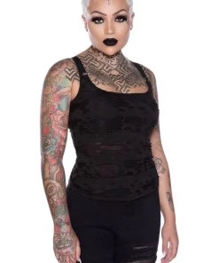 Killstar Machete Distressed Top Black New In