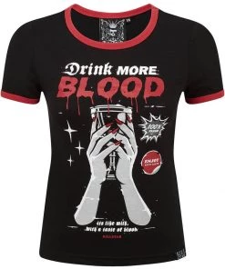 New In Killstar Drink More Ringer T-Shirt Black