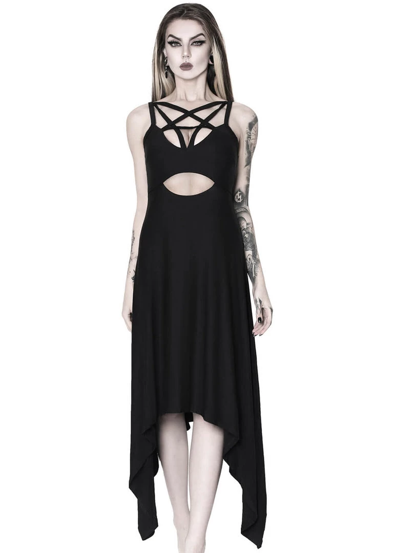 Killstar Eternity Pentagram Maxi Dress Black