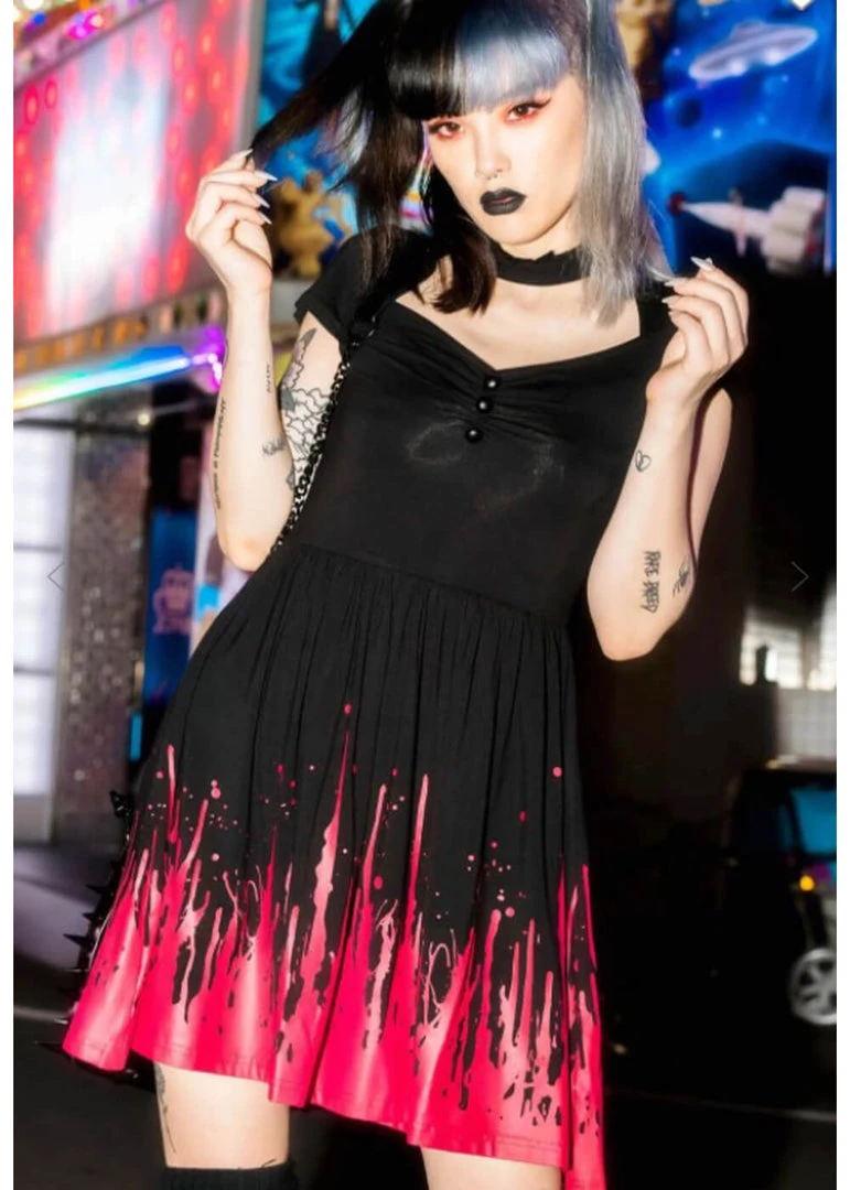 Killstar Bloodthirsty Skater Dress Black New In