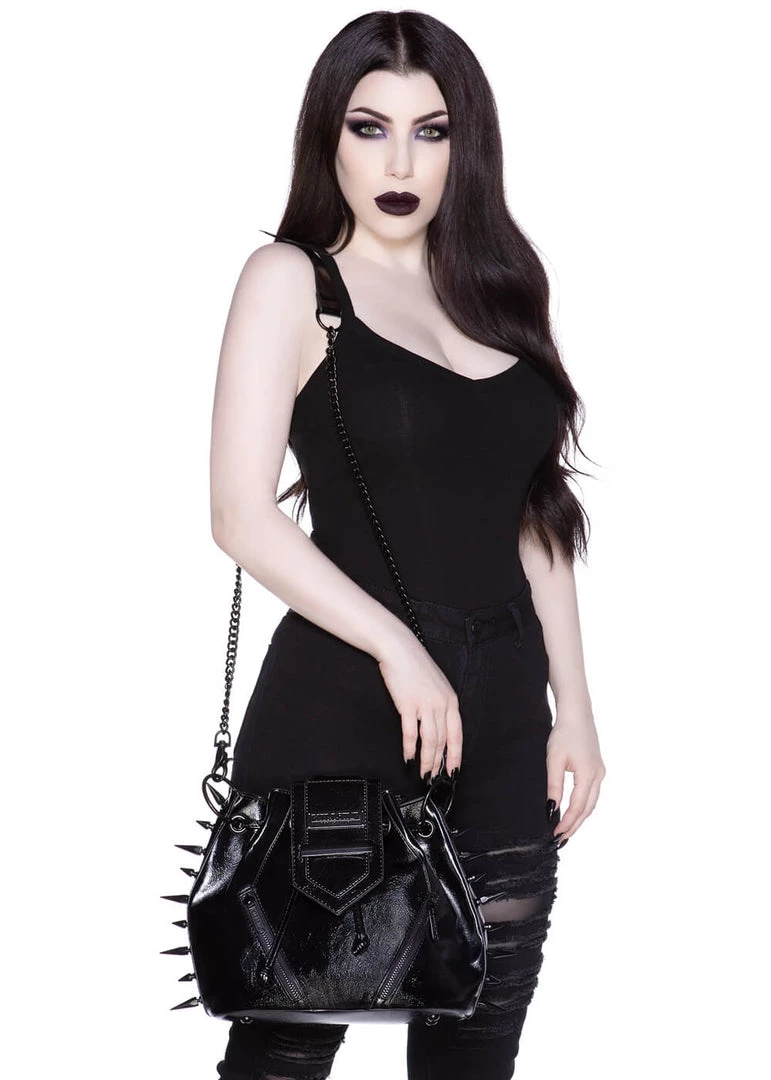 New In Killstar Tyla Terror Spike Handbag Black