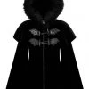 Killstar Nightfever Bat Duffle Coat Black